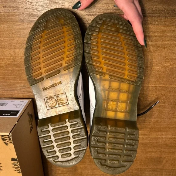 Dr. Martens 1460 White Leather Boots with Black Laces Size W9 - Picture 12 of 12